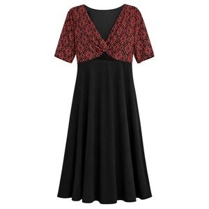 Kiyonna Vienna Old Money Midi Shift Dress Womens Size 1X Dark Academia Artsy